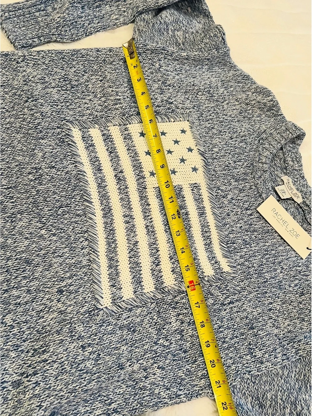 NEW Rachel Zoe Medium Light blue American Flag Sweater
